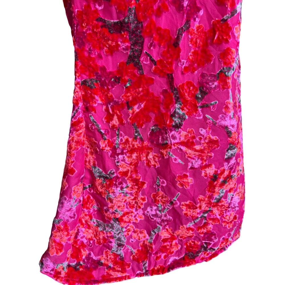 Boohoo Devore Cowl Neck Maxi Dress Hot Pink Floral Velvet GZZ11475 US 8 NEW, Y2K - Picture 15 of 16